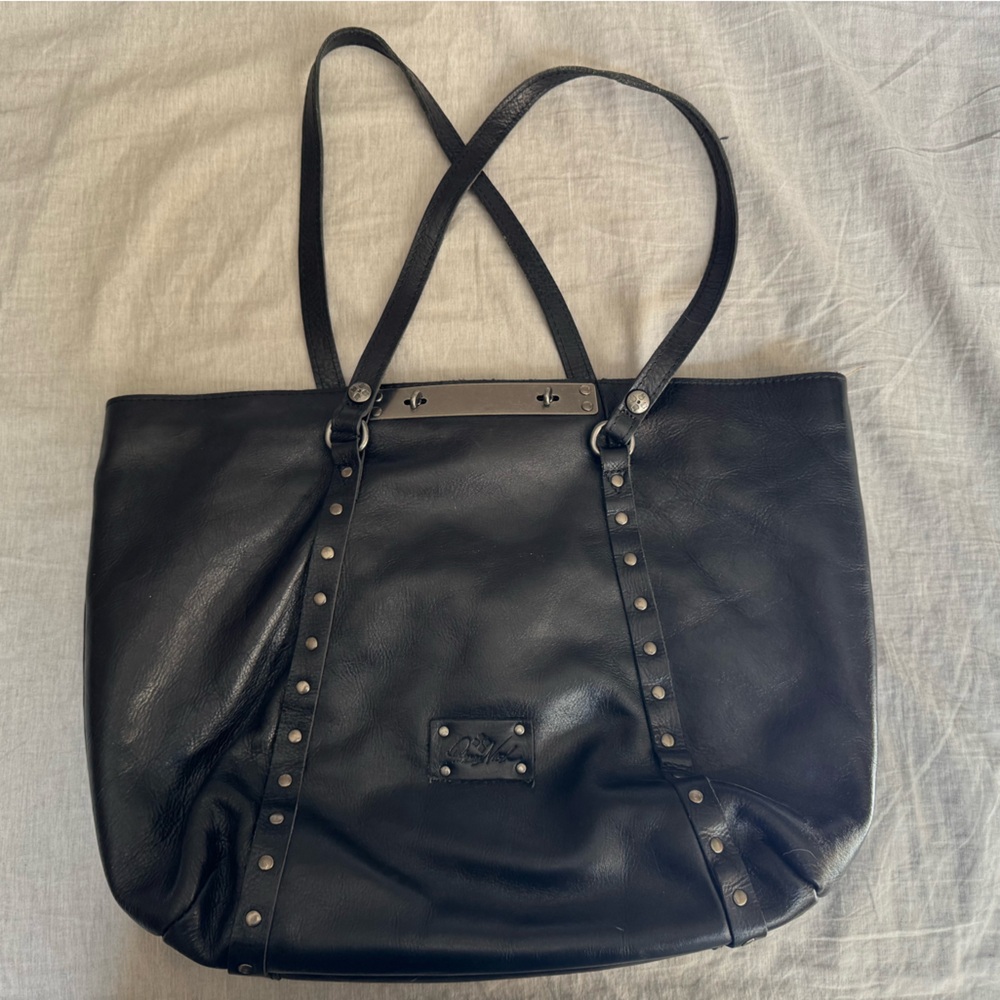 Patricia Nash Black Studded Leather Tote